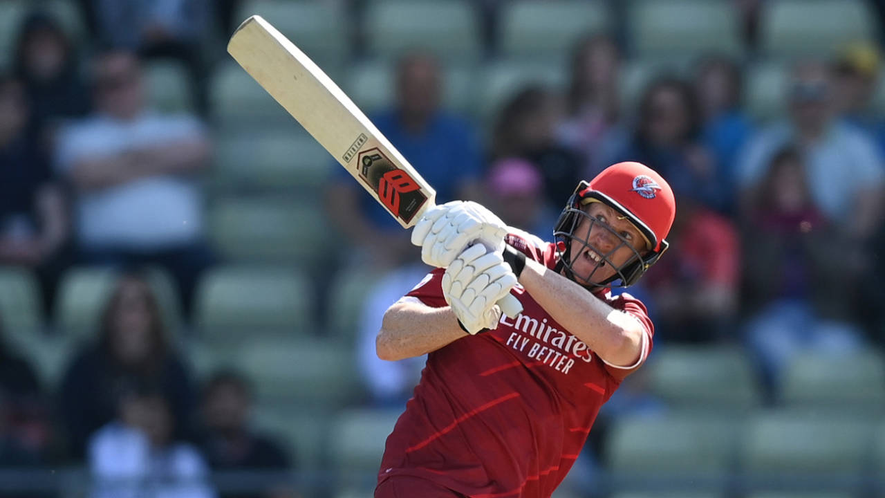 Luke Wells hits out on his way to a maiden T20 fifty, Vitality Blast, Derbyshire Falcons vs Lancashire Lightning, Edgbaston, May 20, 2023