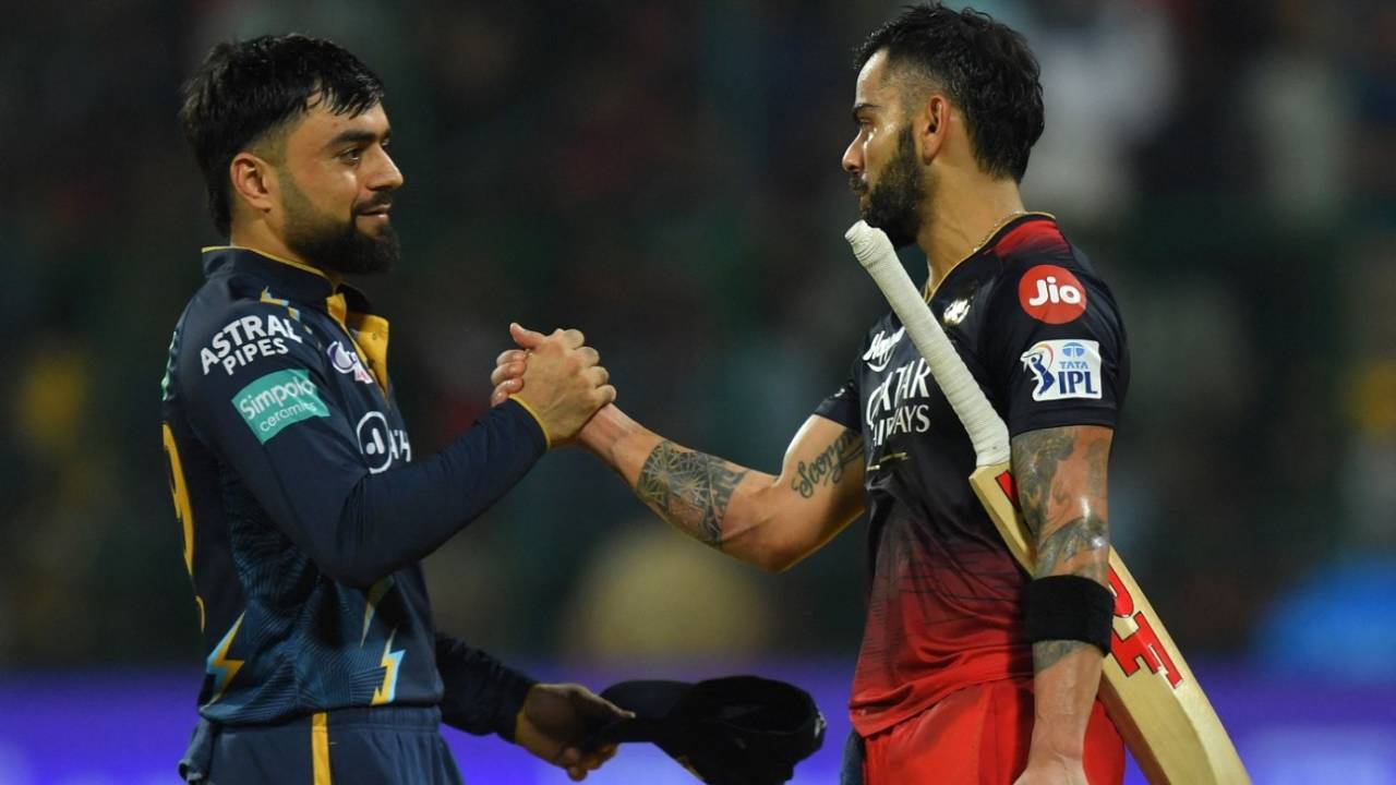 Rashid Khan congratulates Virat Kohli after his knock, Royal Challengers Bangalore vs Gujarat Titans, IPL 2023, Bengaluru, May 21, 2023 