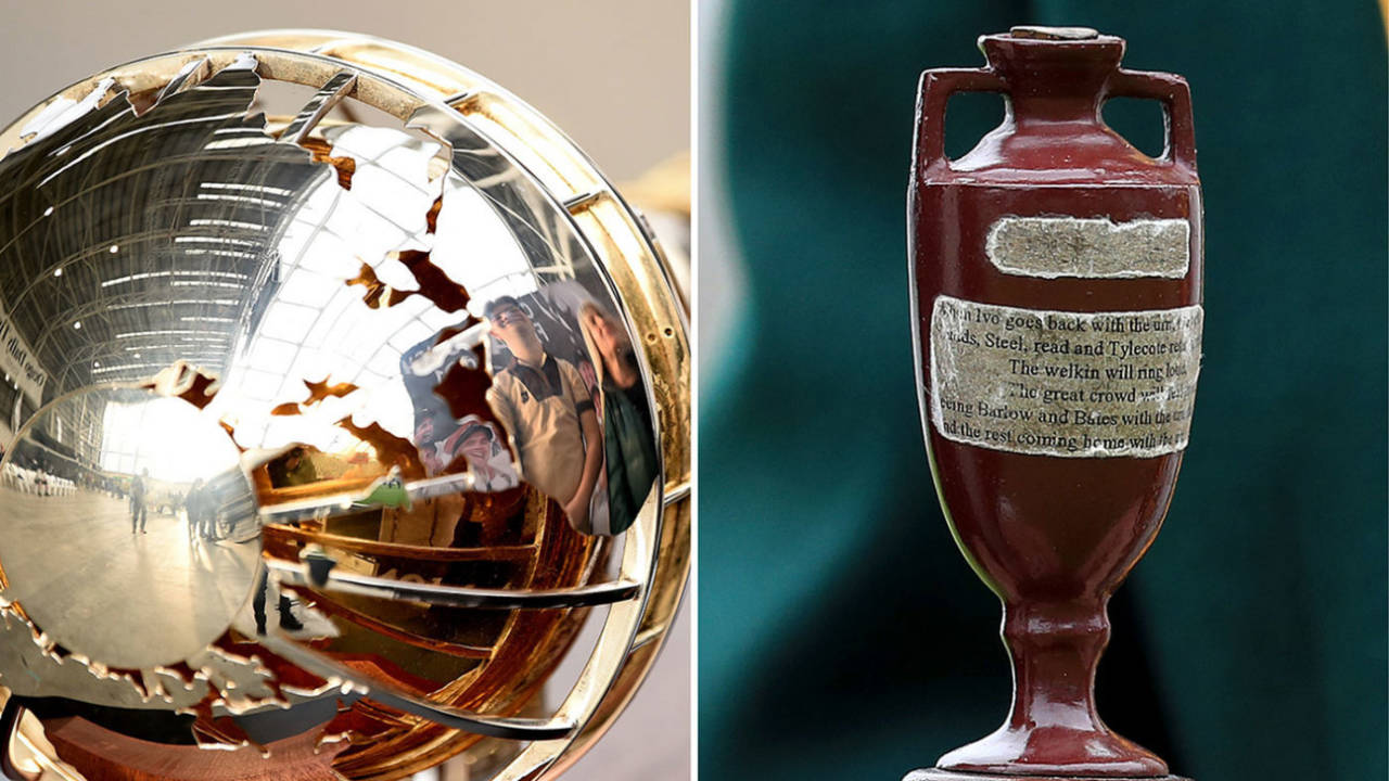 The World Test Championship mace and Ashes