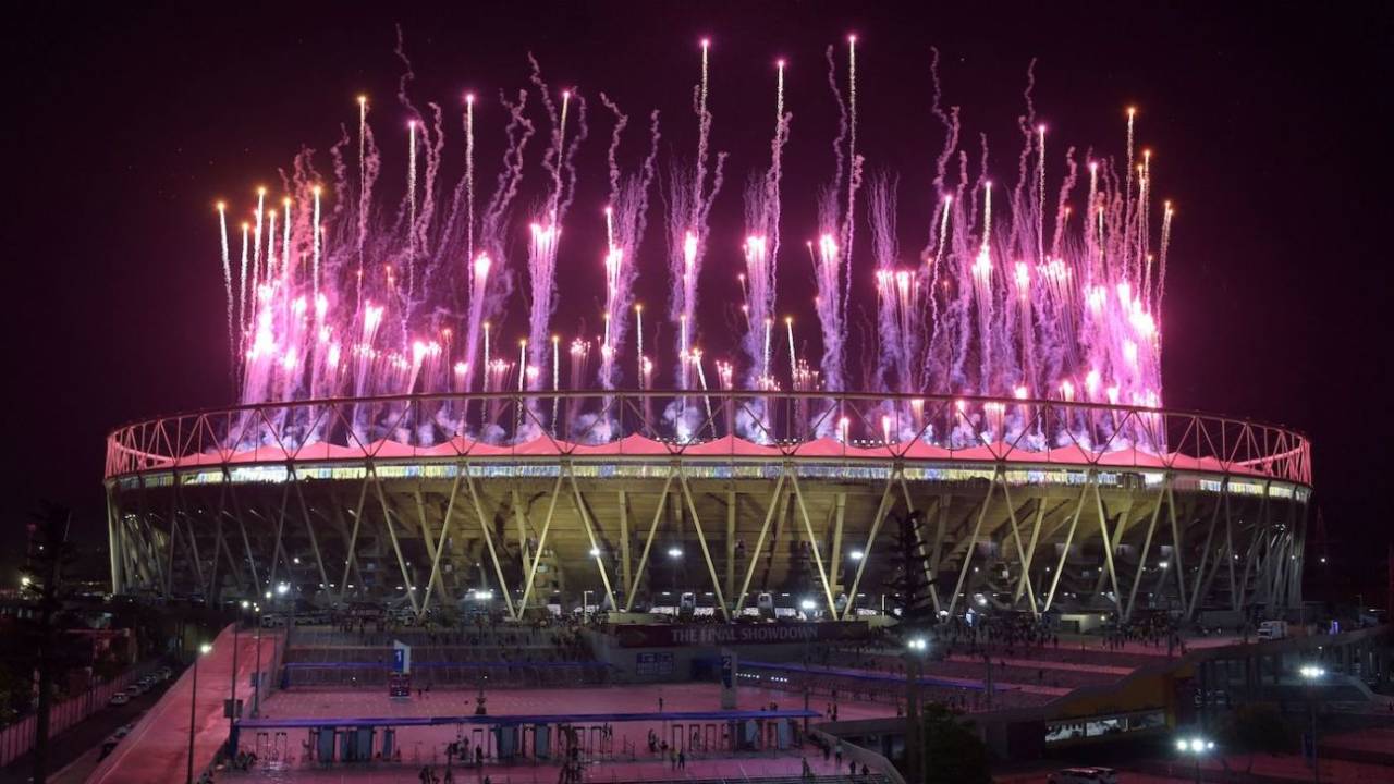 Fireworks go around the Narendra Modi Stadium right after CSK won their fifth IPL title, Chennai Super Kings vs Gujarat Titans, IPL 2023 final, Ahmedabad, May 29, 2023