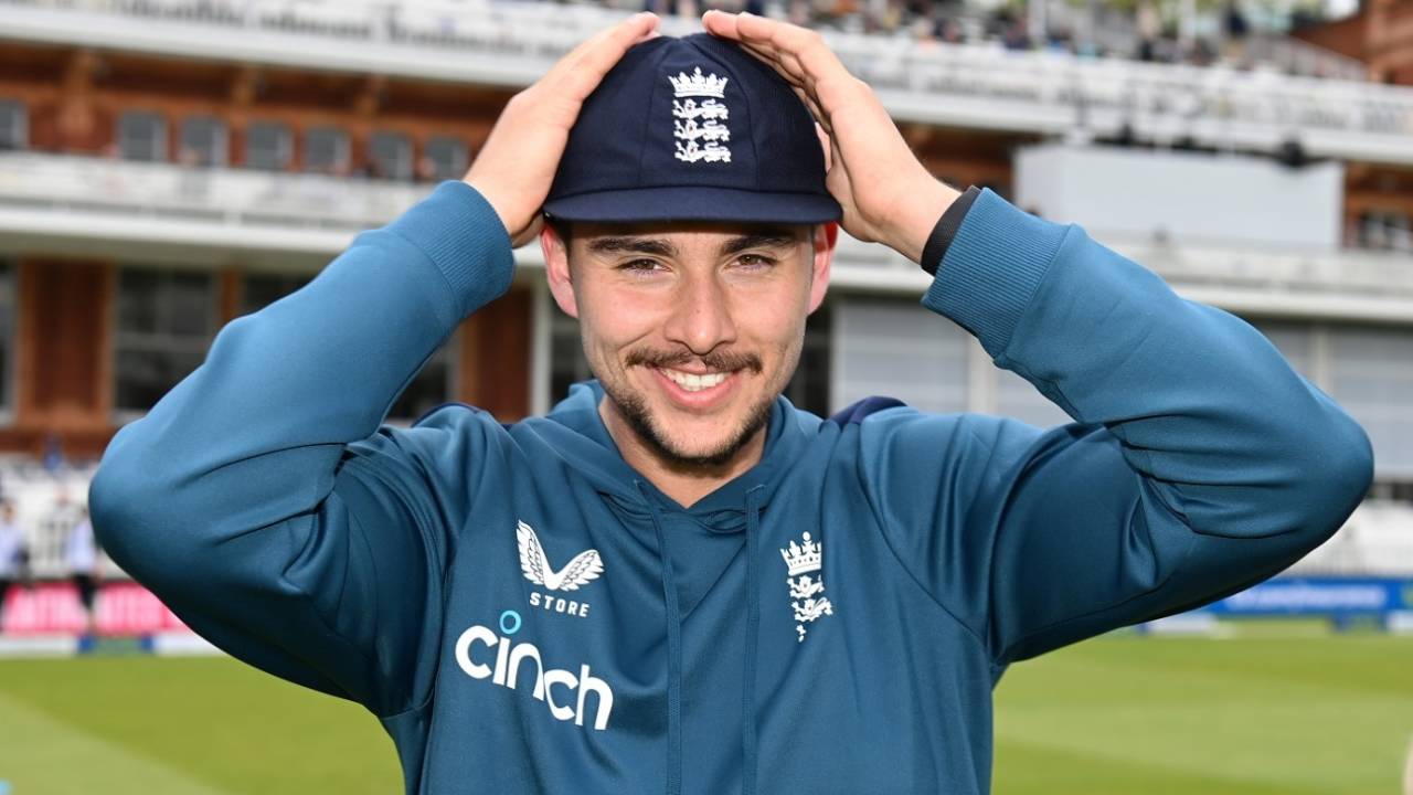Josh Tongue is all smiles after receiving his Test cap, England vs Ireland, only Test, Lord's, 1st day, June 1, 2023