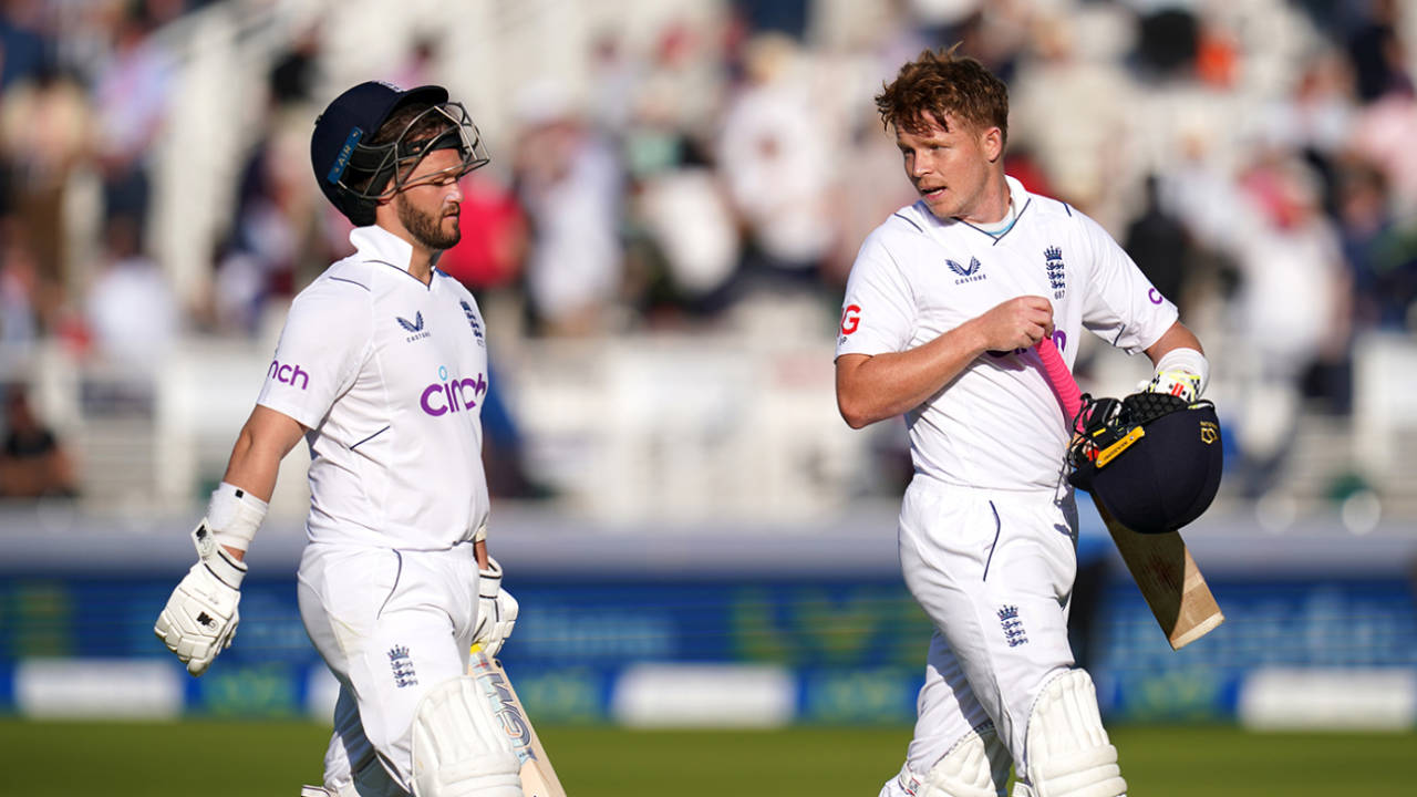 Ben Duckett and Ollie Pope walk off at stumps, England vs Ireland, only Test, Lord's, 1st day, June 1, 2023