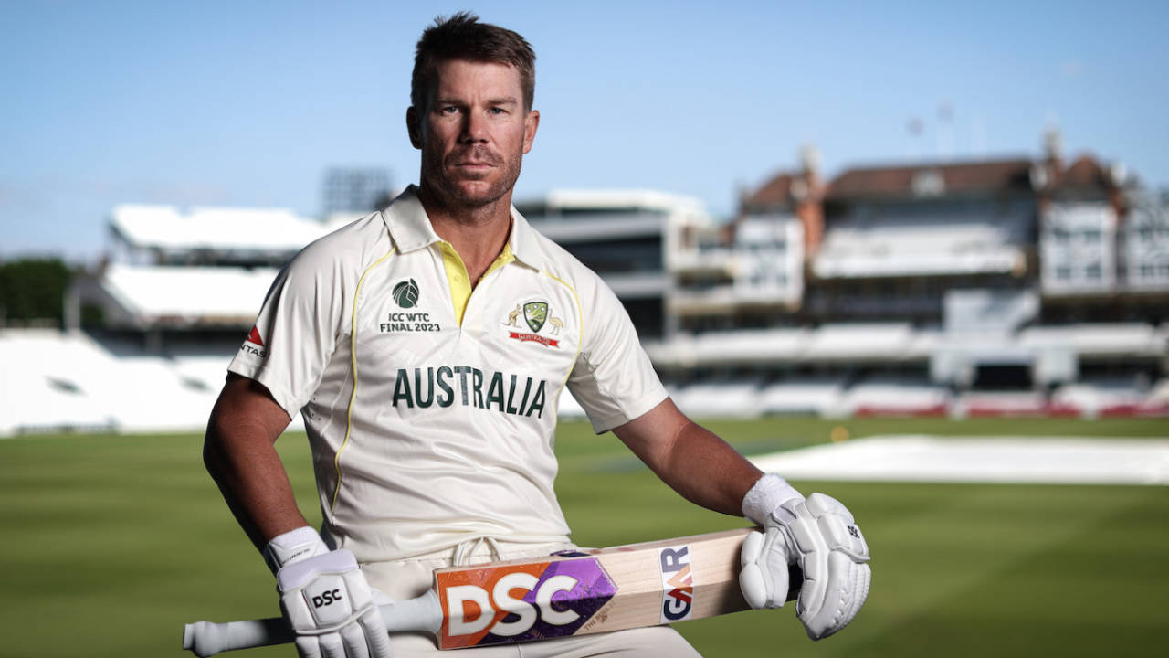 David Warner strikes a pose at the pre-WTC final photo session, The Oval, London, June 2, 2023