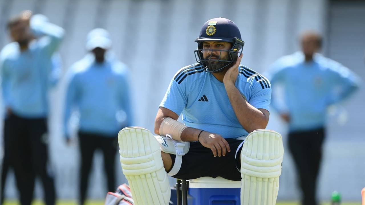 Rohit Sharma is padded up and ready to go in training, London, June 4, 2023