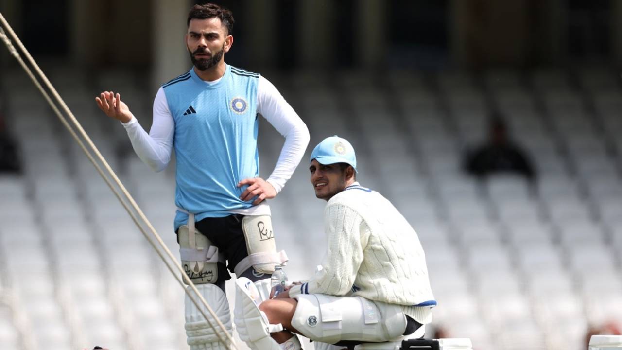 The King and his heir apparent: Virat Kohli with Shubman Gill at a training session, The Oval, June 5, 2023