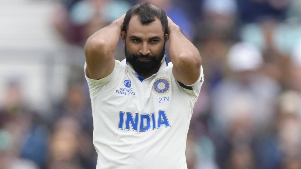 Mohammed Shami reacts in the field, Australia vs India, WTC final, day one, London, June 7, 2023 