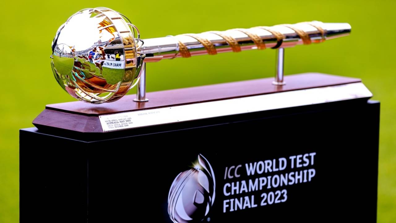The World Test Championship mace on display&nbsp;&nbsp;&bull;&nbsp;&nbsp;Getty Images