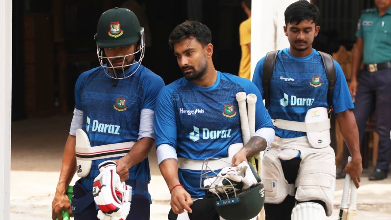 Najmul Hossain Shanto, Litton Das and Shahadat Hossain head to the nets, Bangladesh vs Afghanistan, Mirpur, June 13, 2023