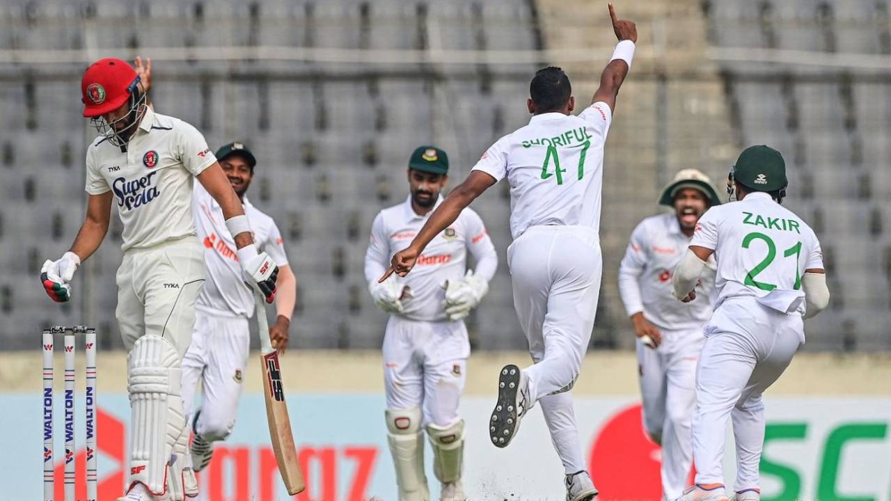 Shoriful Islam dismissed Ibrahim Zadran off the first ball of the innings, Bangladesh vs Afghanistan, Only Test, Mirpur, 3rd day, June 16, 2023