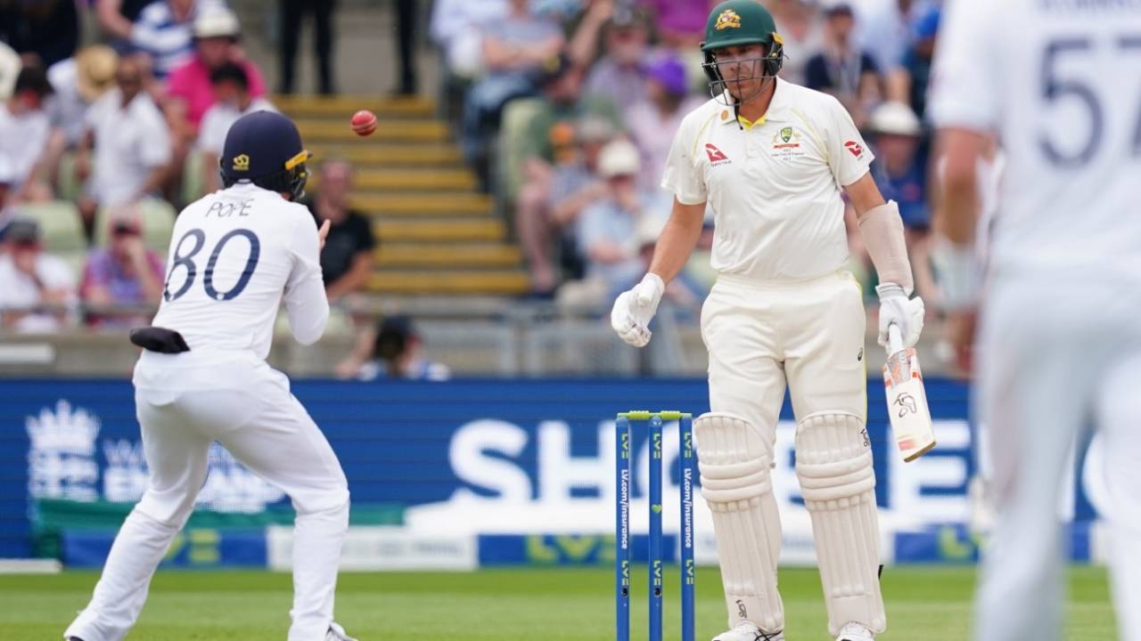 Ollie Pope takes a catch at silly point to end Scott Boland's stay at the crease, England vs Australia, 1st Ashes Test, Edgbaston, 3rd day, June 18, 2023