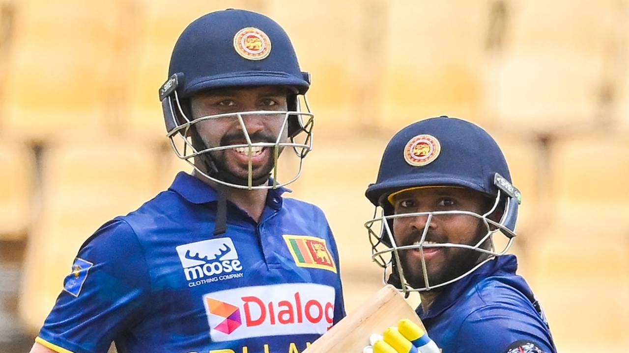 Sadeera Samarawickrama and Kusal Mendis run between the wickets, Sri Lanka vs Afghanistan, 2nd ODI, Hambantota, June 4, 2023