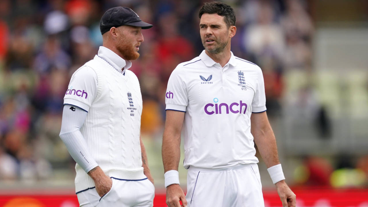 James Anderson chats with Ben Stokes, England vs Australia, 1st Ashes Test, Edgbaston, 5th day, June 20, 2023