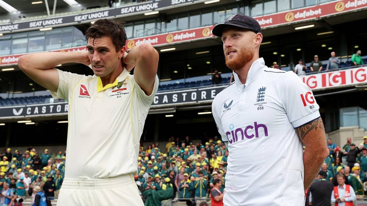 Pat Cummins and Ben Stokes get together after an epic finish, England vs Australia, 1st Ashes Test, Edgbaston, 5th day, June 20, 2023