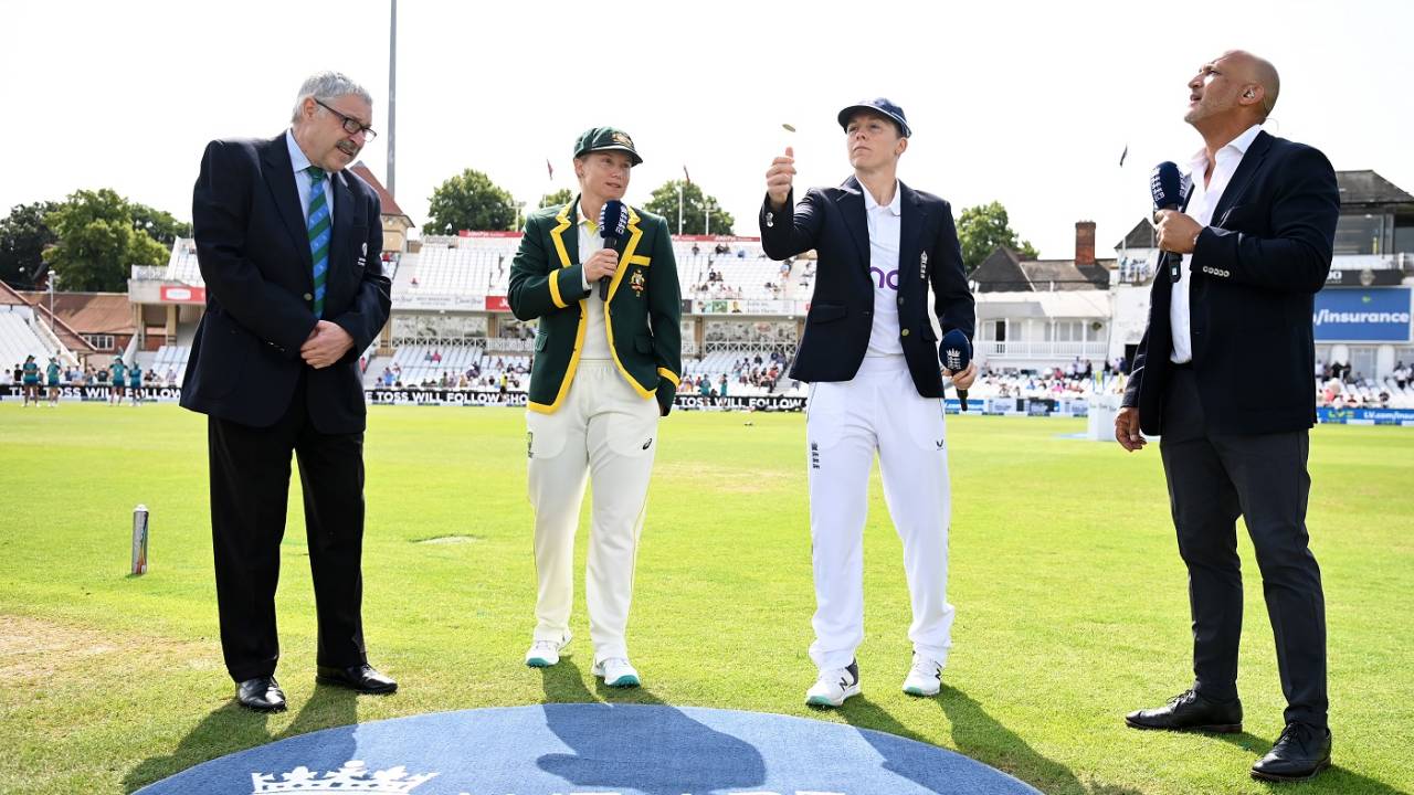 Alyssa Healy calls as Heather Knight spins the coin, England vs Australia, Only Test, Women's Ashes, Nottingham, first day, June 22, 2023
