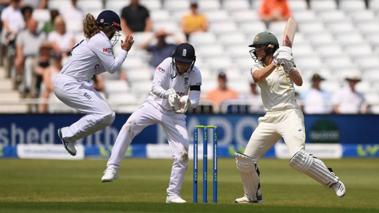 Ellyse Perry's 99 was the mainstay of Australia's first day of the Women's Ashes, England vs Australia, Only Test, Women's Ashes, Nottingham, first day, June 22, 2023