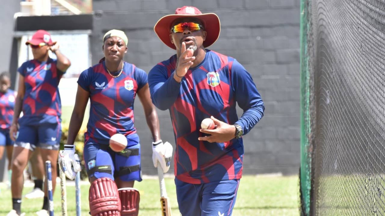 West Indies Women interim head coach Robert Samuels leads training, June 23, 2023
