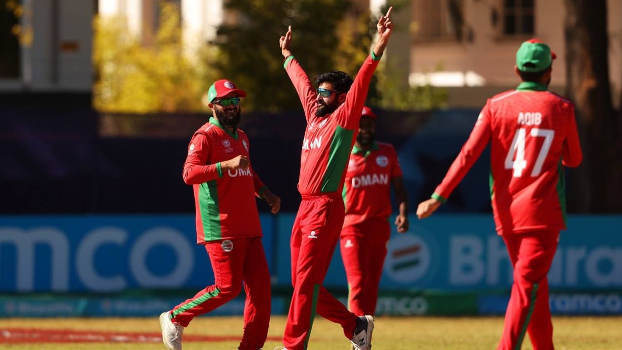Jay Odedra's reaction says it all after he struck first ball, Oman vs Scotland, ICC Cricket World Cup Qualifier, Bulawayo, June 25, 2023