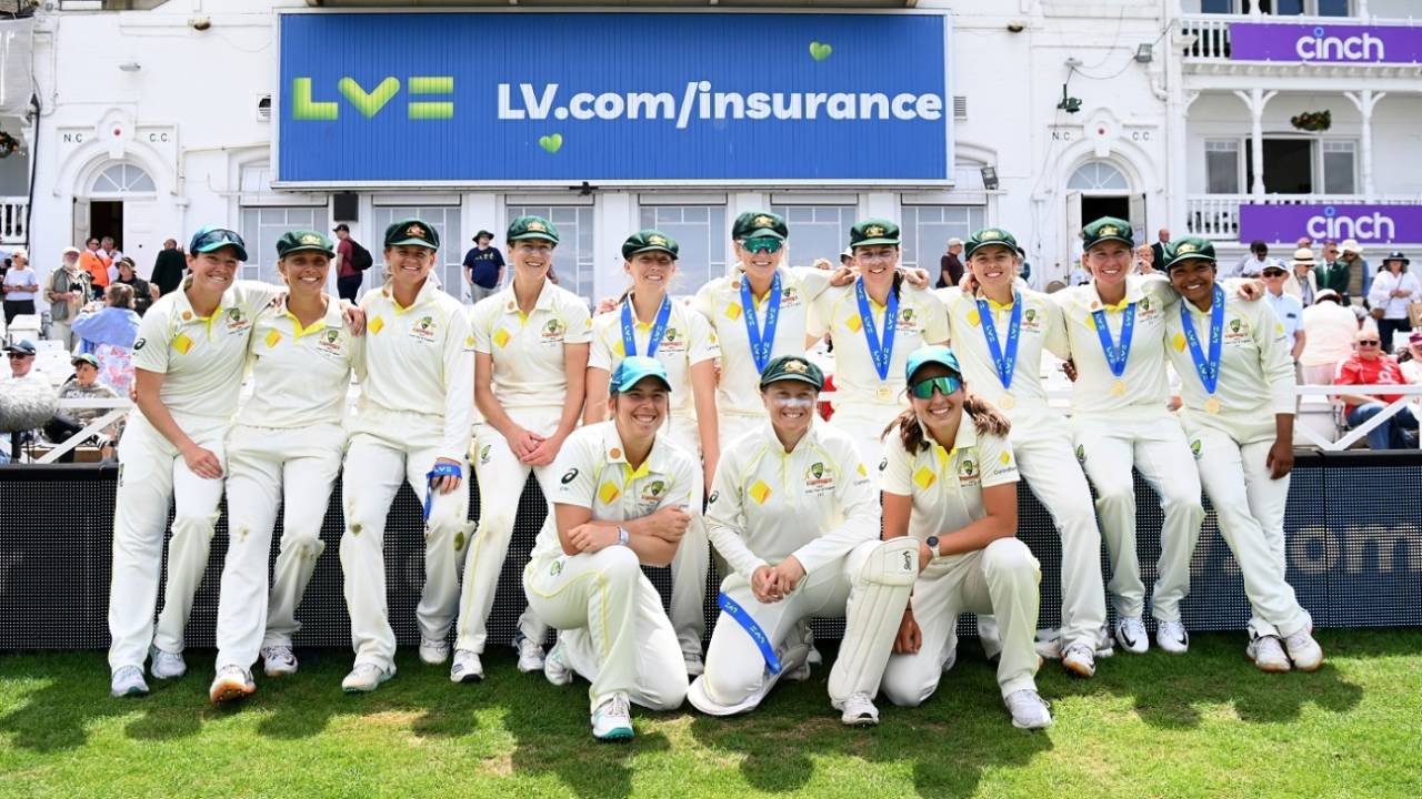 Australia are all smiles after winning the one-off Test, England vs Australia, Only Test, Women's Ashes, Nottingham, 5th day, June 26, 2023