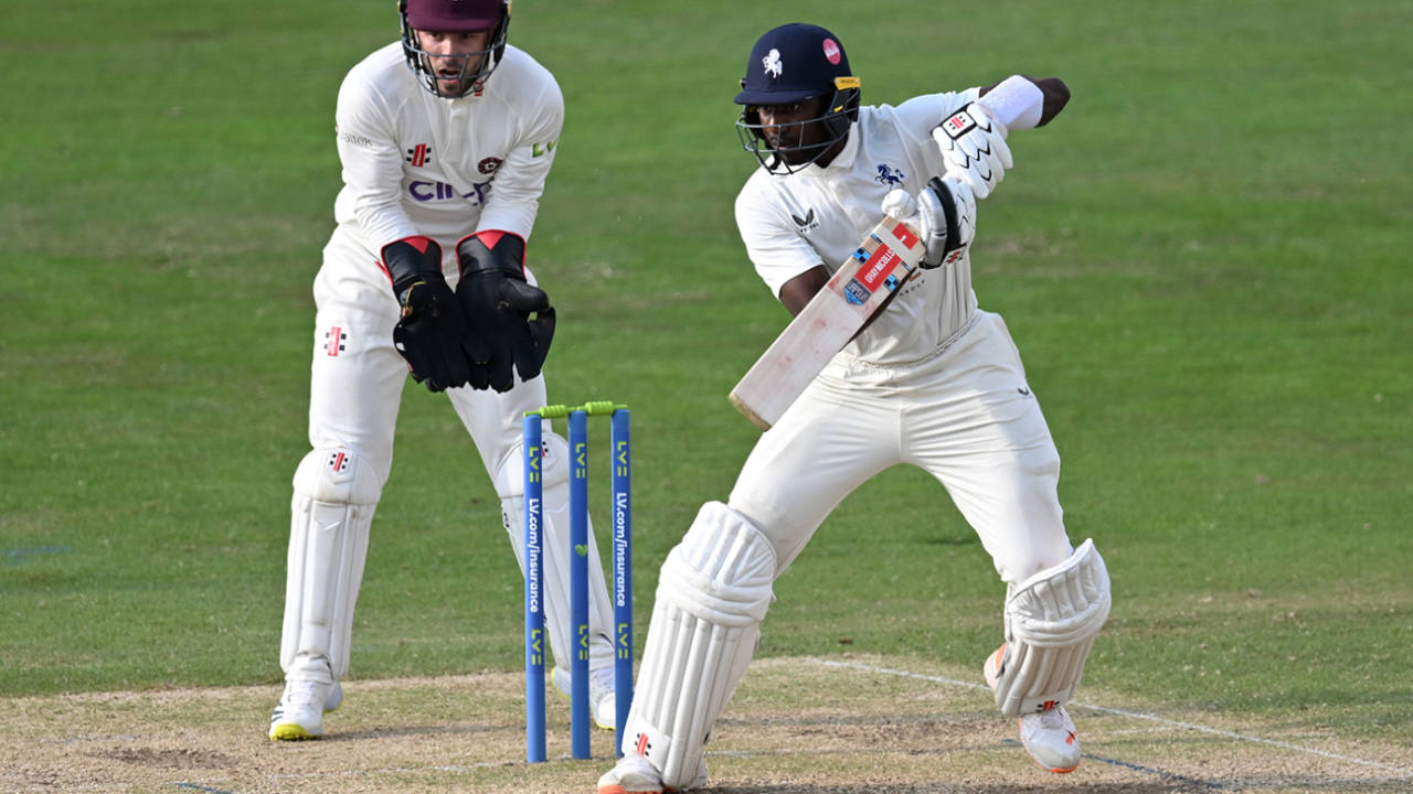 Tawanda Muyeye plays into the off side, Northamptonshire vs Kent, Wantage Road, LV= County Championship, June 25, 2023