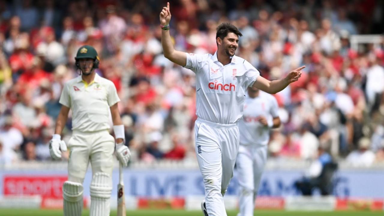 Josh Tongue celebrates the wicket of Steven Smith, England vs Australia, 2nd Ashes Test, Lord's, 2nd day, June 29, 2023