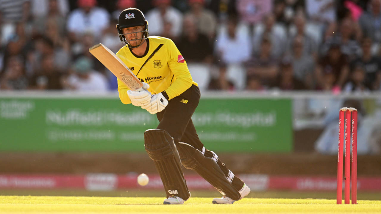 Grant Roelofsen works the ball into the leg side, Somerset vs Gloucestershire, T20 Blast, South Group, Taunton, June 23, 2023