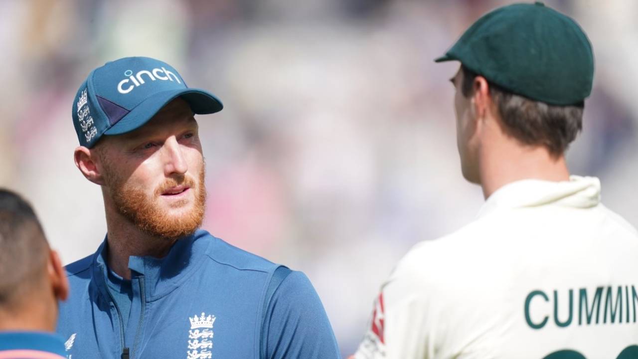 Ben Stokes and Pat Cummins have a conversation post-match, England vs Australia, 2nd Ashes Test, Lord's, 5th day, July 2, 2023
