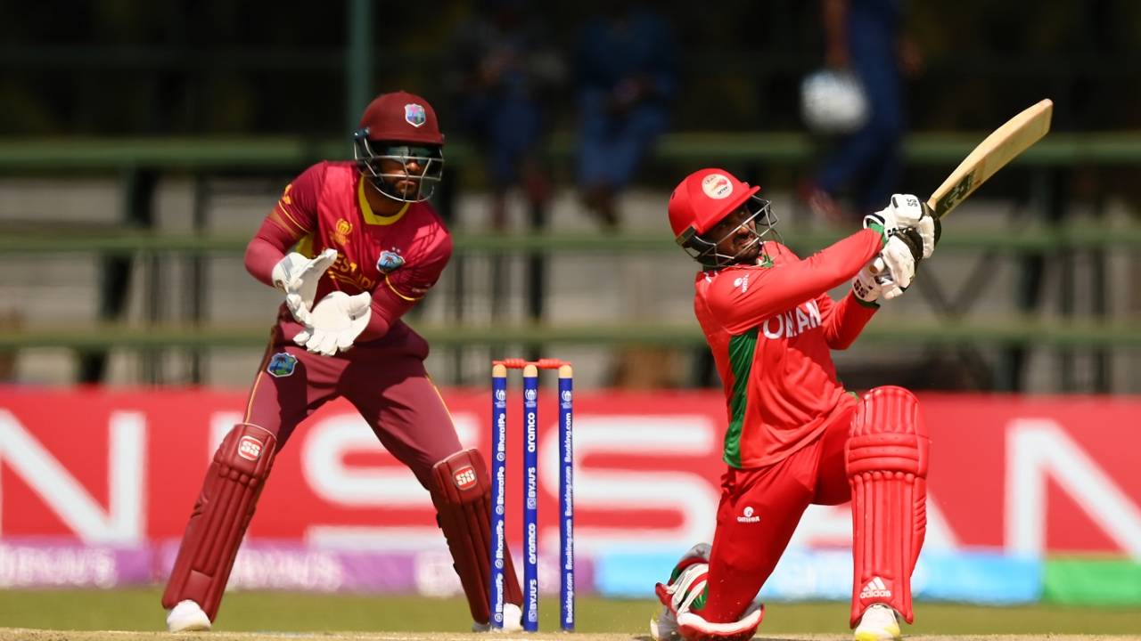 Shoaib Khan struck a quick half-century, Oman vs West Indies, World Cup Qualifier, Harare, July 05, 2023