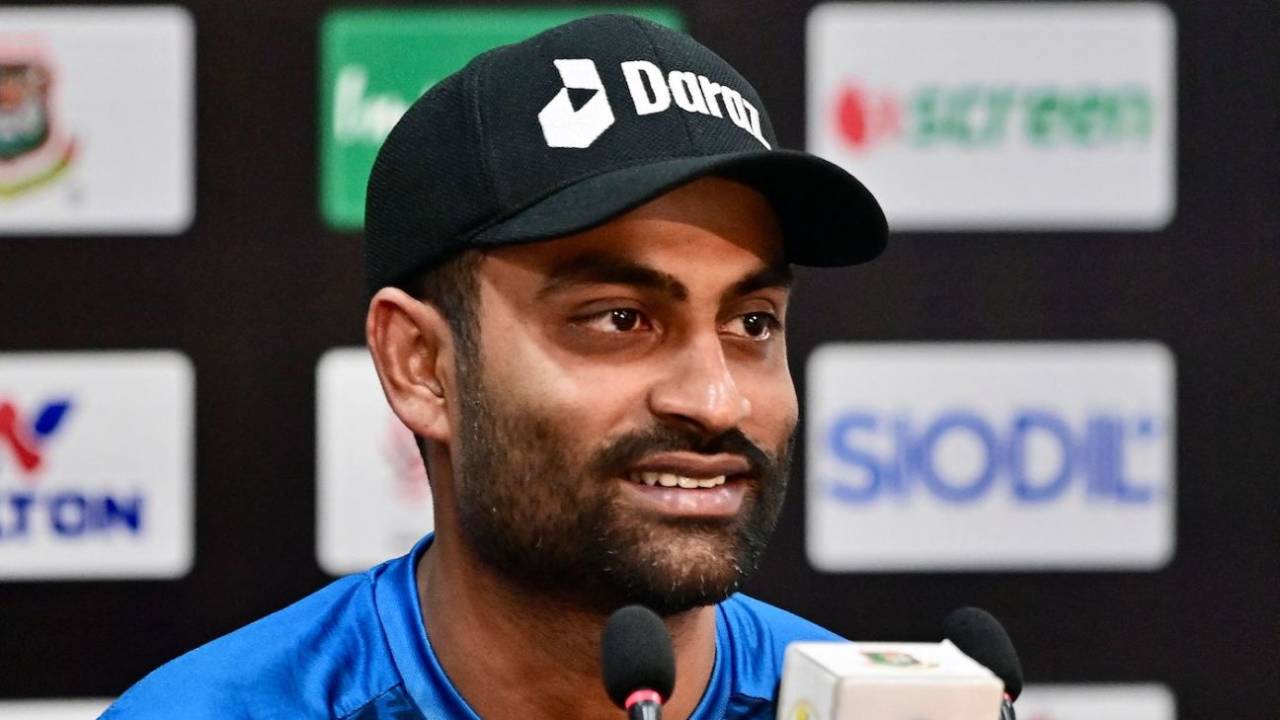 File photo - Tamim Iqbal at a press conference&nbsp;&nbsp;&bull;&nbsp;&nbsp;AFP via Getty Images