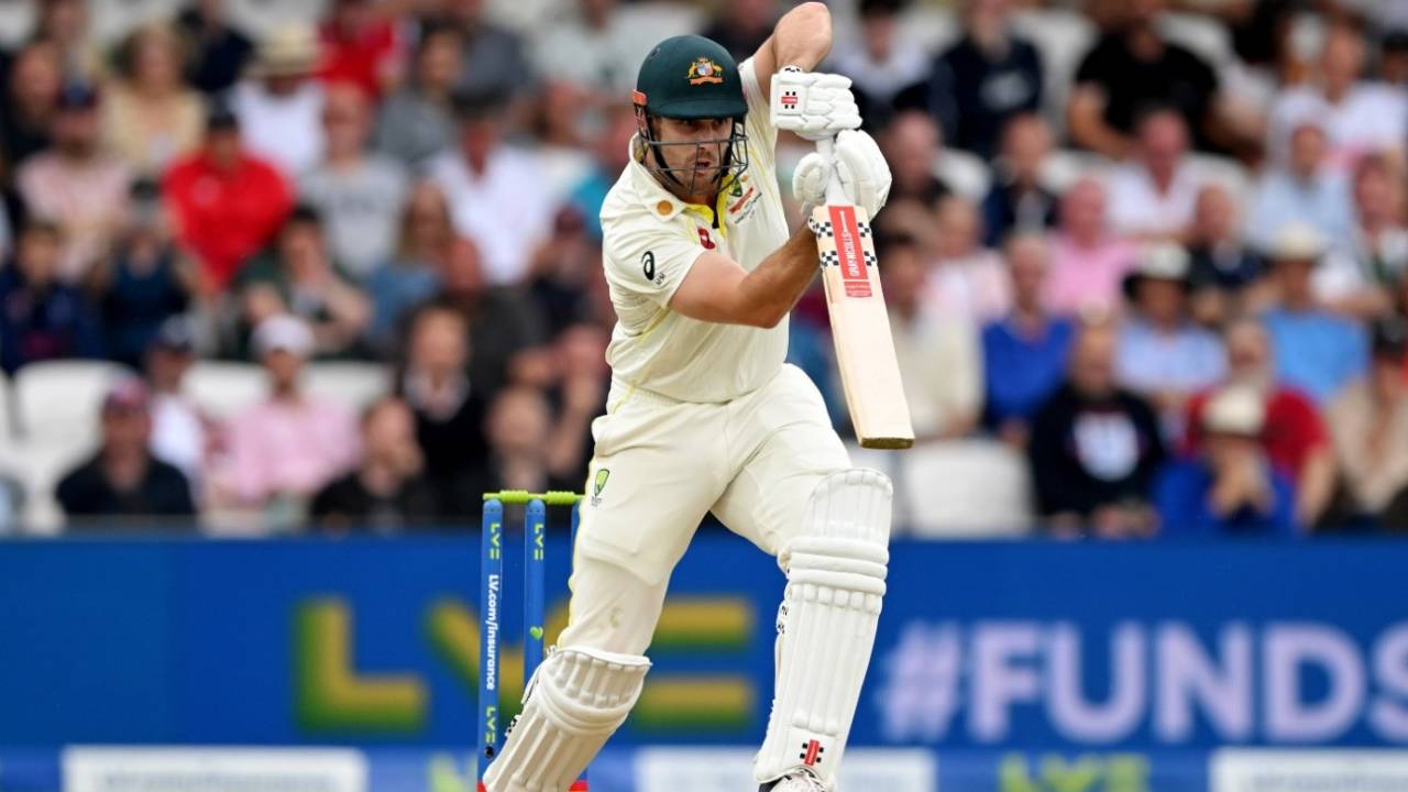 Mitchell Marsh drives down the ground, England vs Australia, 3rd Test, 3rd day, Headingley, July 8, 2023