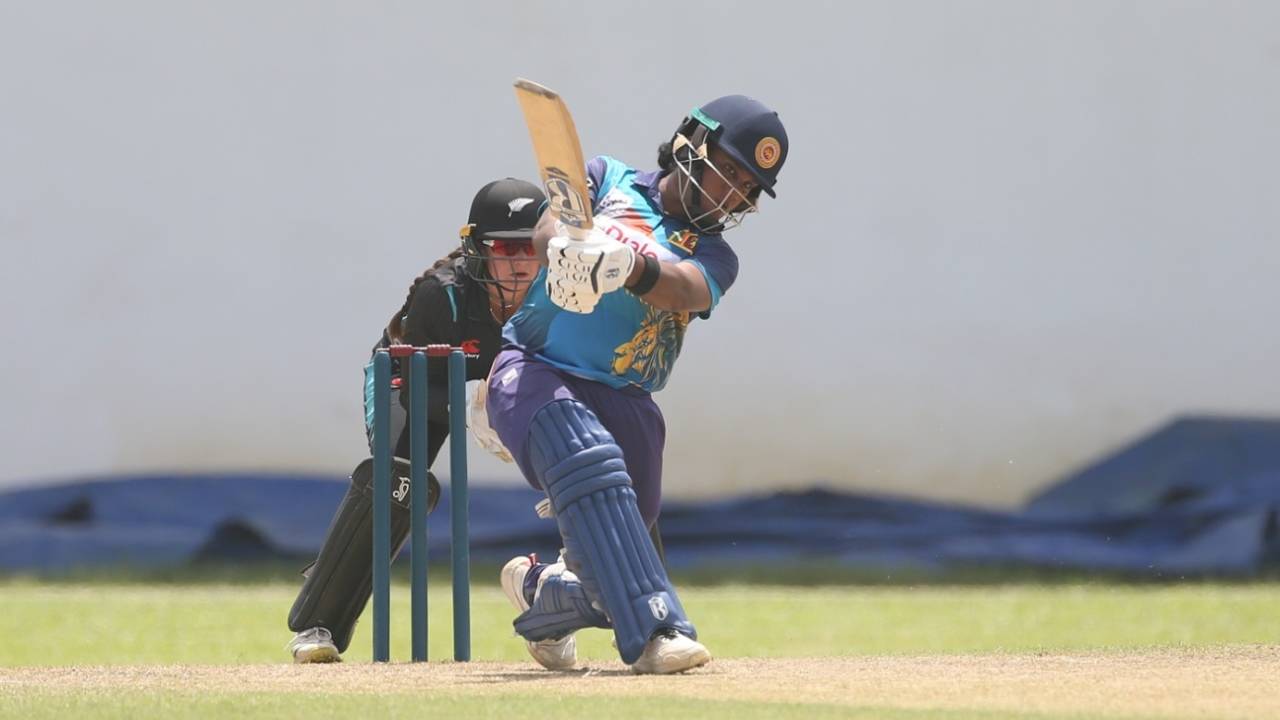 Chamari Athapaththu swings at the ball, Sri Lanka Women vs New Zealand Women, 3rd T20I, Colombo, July 12, 2023