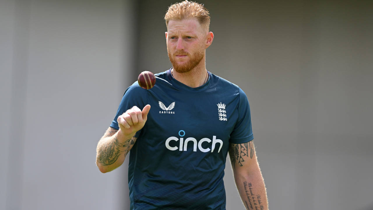 Ben Stokes bowls during middle practice, Old Trafford, July 17, 2023