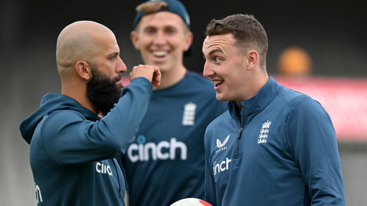 Moeen Ali, Zak Crawley and Harry Brook were in a jovial mood on the eve of the Test, England vs Australia, 4th Test, Old Trafford, July 18, 2023
