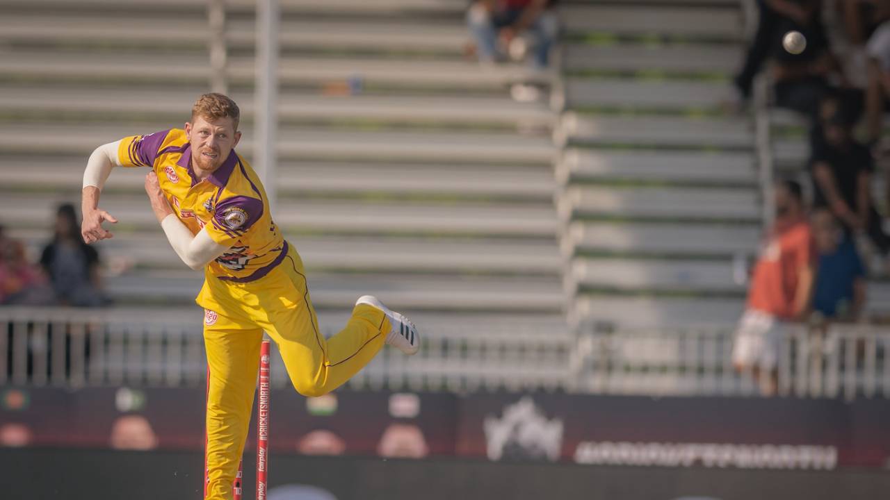 Bernard Scholtz picked up one wicket with his left-arm spin, Surrey Jaguars vs Montreal Tigers, Global T20 Canada, Brampton, July 21, 2023
