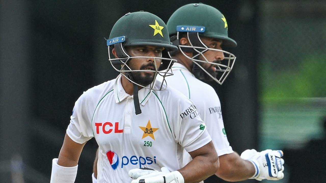 Saud Shakeel and Abdullah Shafique run between the wickets, Sri Lanka vs Pakistan, 2nd Test, Colombo, 3rd day, July 26, 2023