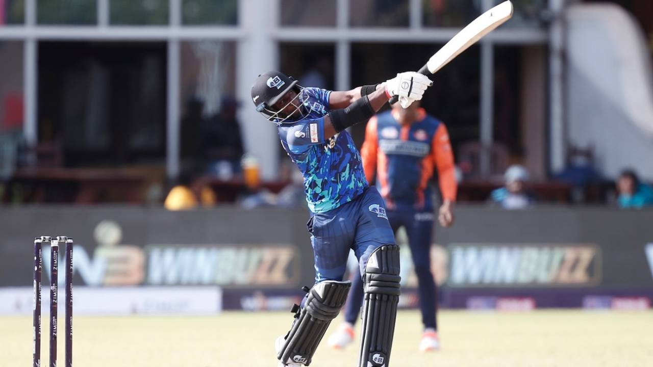 Innocent Kaia smashed an unbeaten fifty opening the batting, Bulawayo Braves vs Cape Town Samp Army, Zim Afro T10, Harare, July 26, 2023