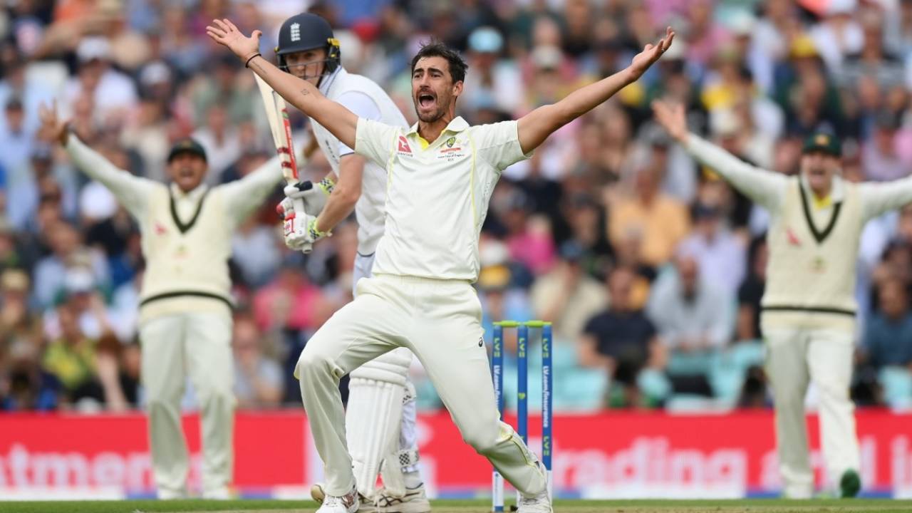 Zak Crawley survived a loud appeal for lbw from Mitchell Starc, England vs Australia, 5th men's Ashes Test, The Oval, 1st day, July 27, 2023