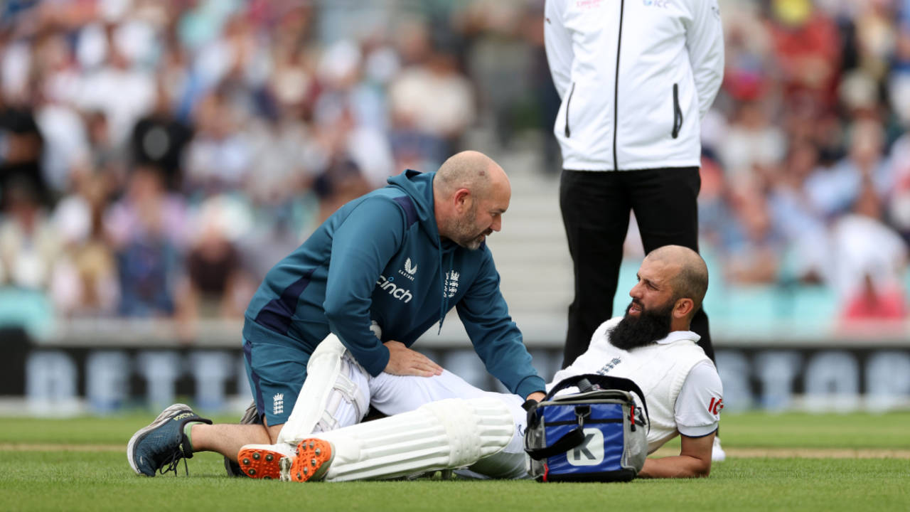 Moeen Ali was hampered by a groin problem, England vs Australia, 5th men's Ashes Test, The Oval, 1st day, July 27, 2023