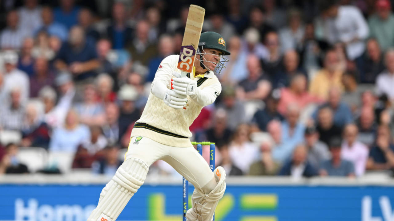 David Warner cuts through the covers for four, England vs Australia, 5th men's Ashes Test, The Oval, 1st day, July 27, 2023