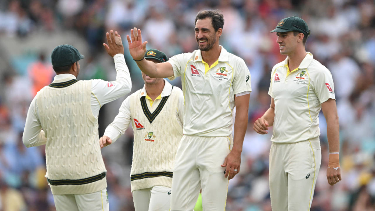 Mitchell Starc and Usman Khawaja combined for Chris Woakes' wicket, England vs Australia, 5th men's Ashes Test, The Oval, 3rd day, July 29, 2023