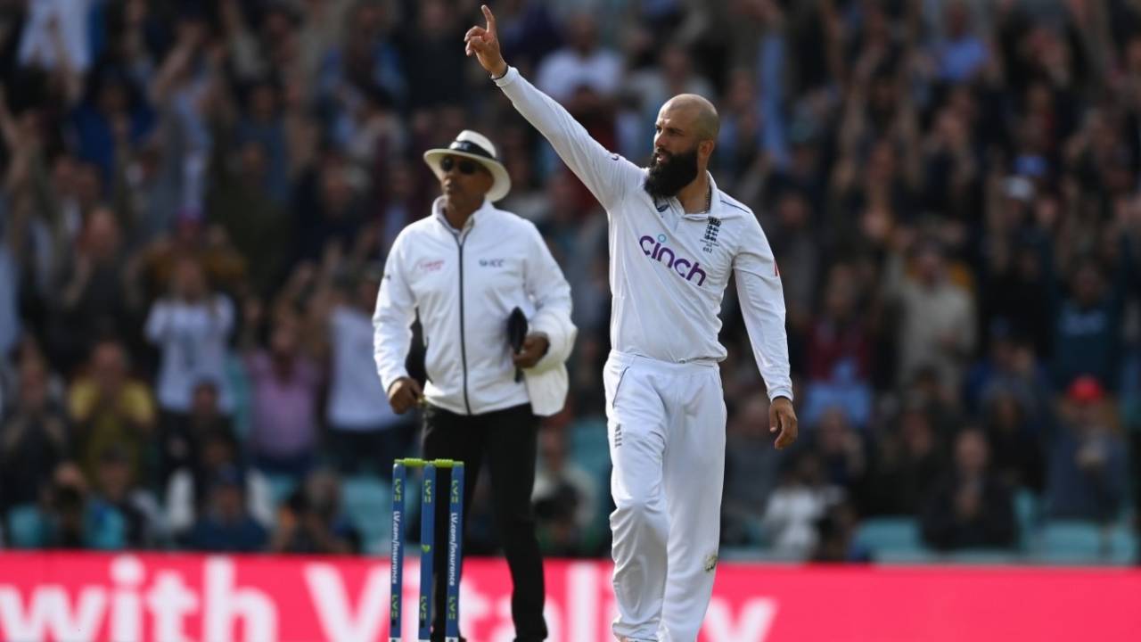 Moeen Ali celebrates another big wicket, England vs Australia, 5th men's Ashes Test, The Oval, 5th day, July 31, 2023