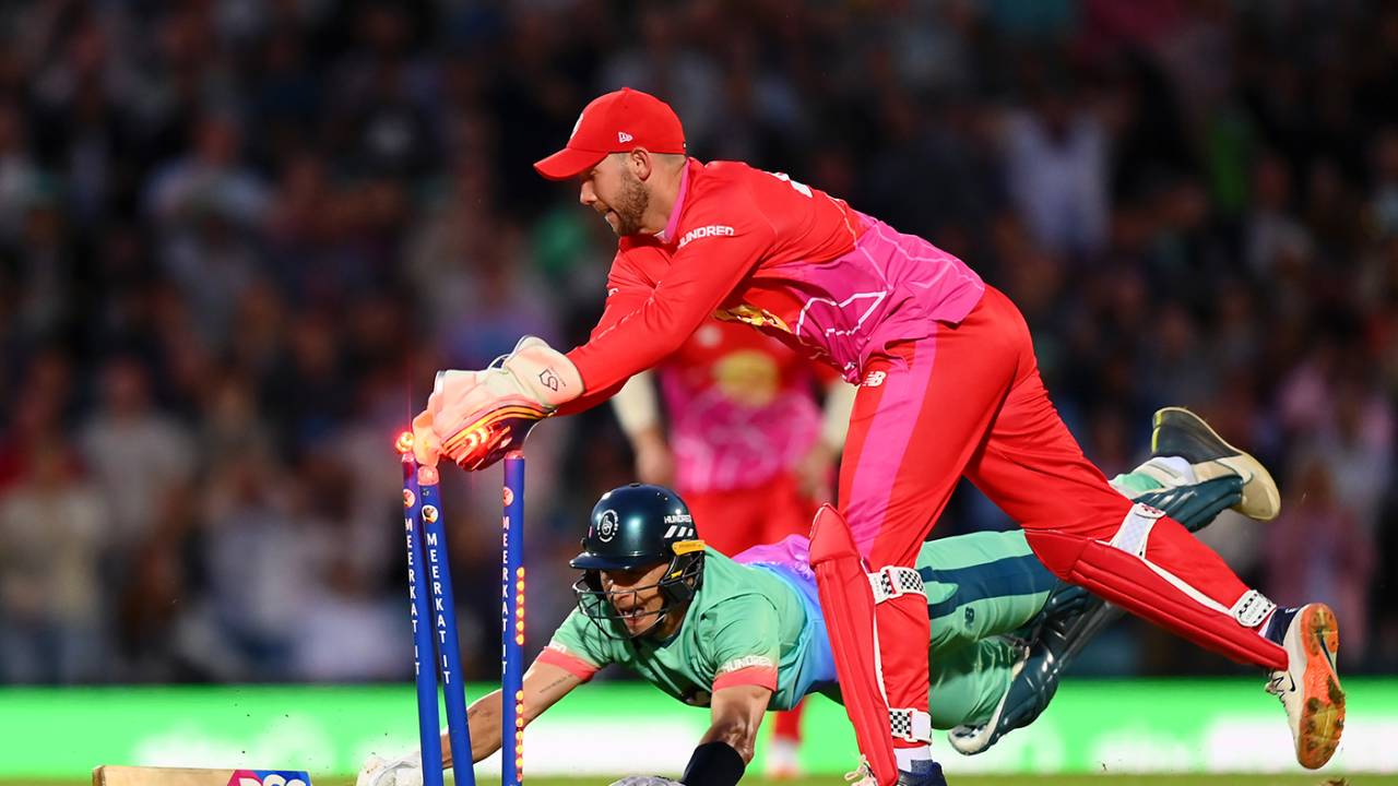 Tom Curran's dive for the line earned his side a tie, Oval Invincibles vs Welsh Fire, Men's Hundred, London, August 6, 2023