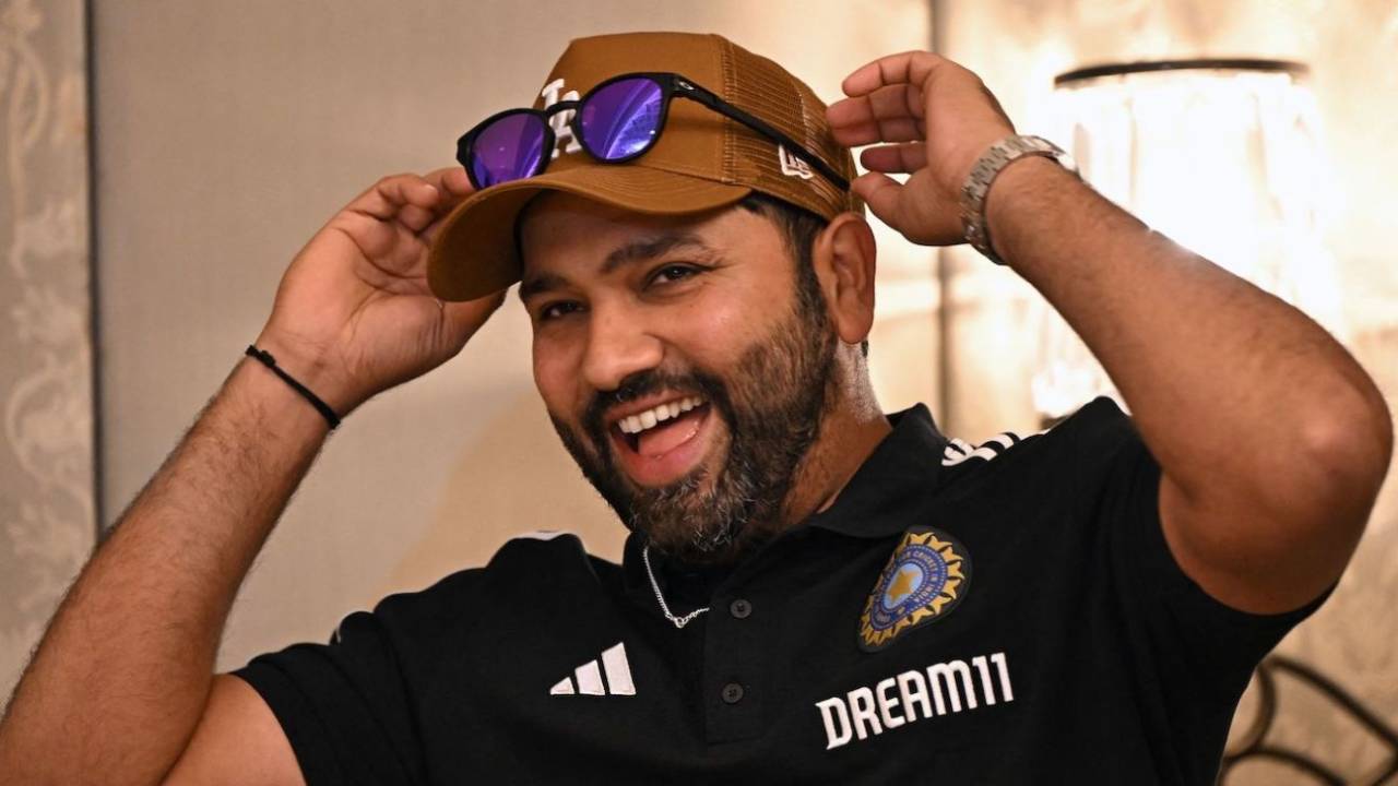 Rohit Sharma strikes a pose at a press conference to announce India's Asia Cup squad, Delhi, August 21, 2023