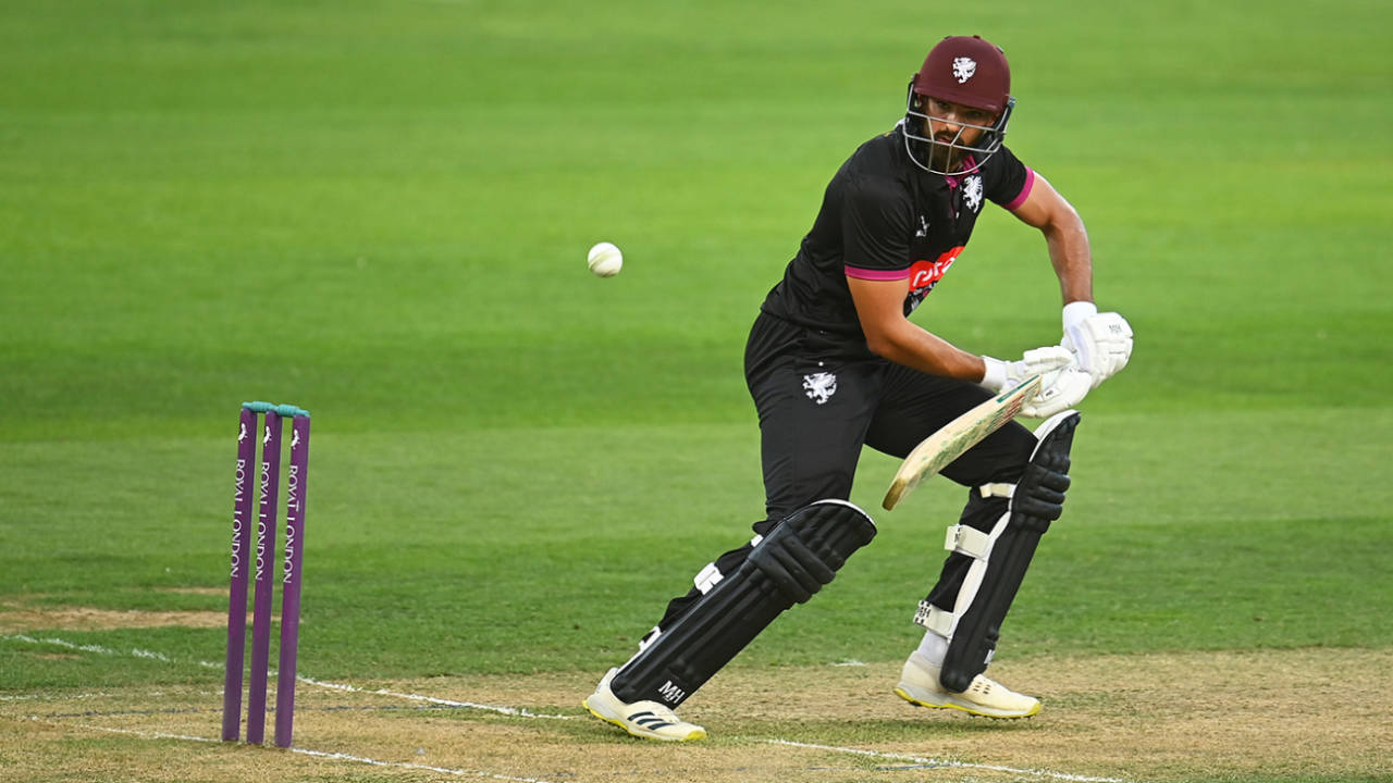 Andy Umeed plays the ball late, Somerset vs Sussex, Royal London Cup, Taunton, August 19, 2022