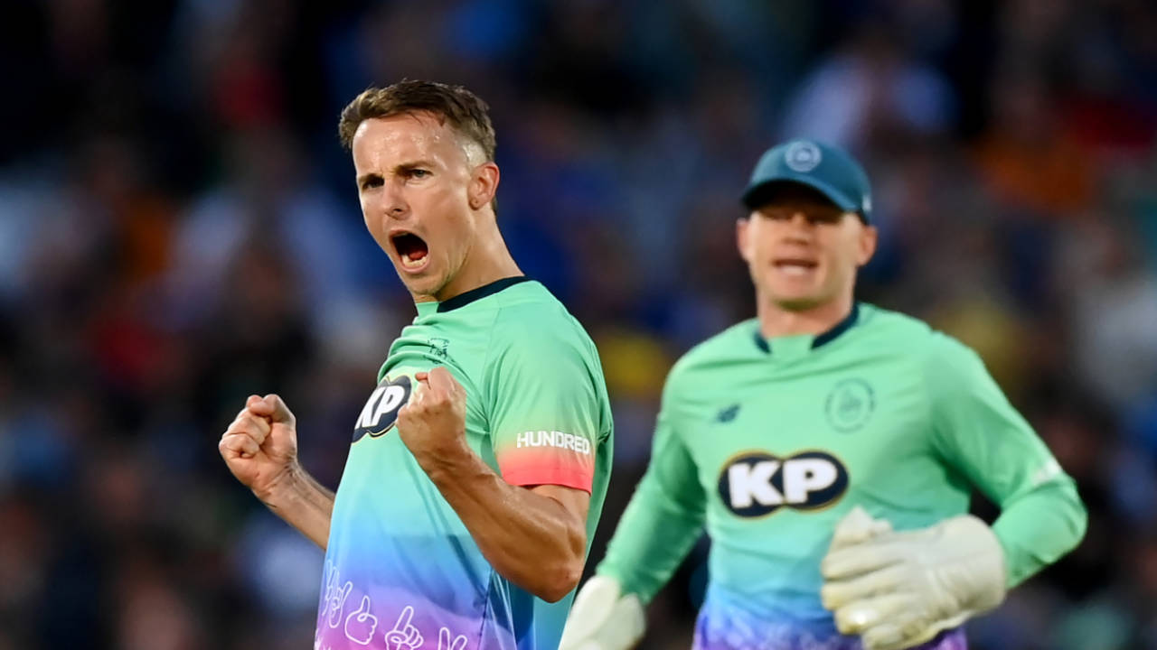 Tom Curran claimed the key wicket of Phil Salt, Oval Invincibles vs Manchester Originals, Men's Hundred final, Lord's, August 27, 2023