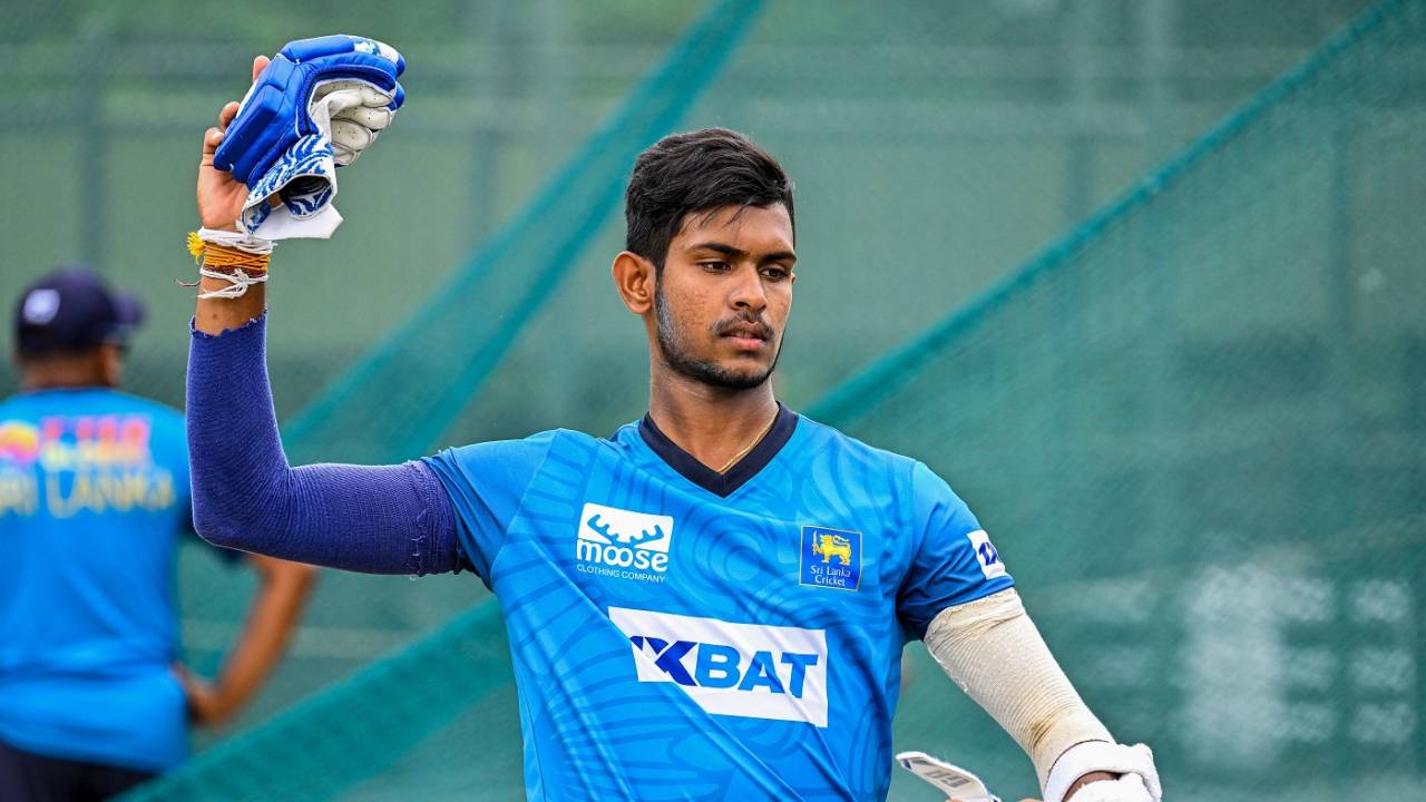 Nuwanidu Fernando during a practice session, Asia Cup 2023, Kandy, August 30, 2023