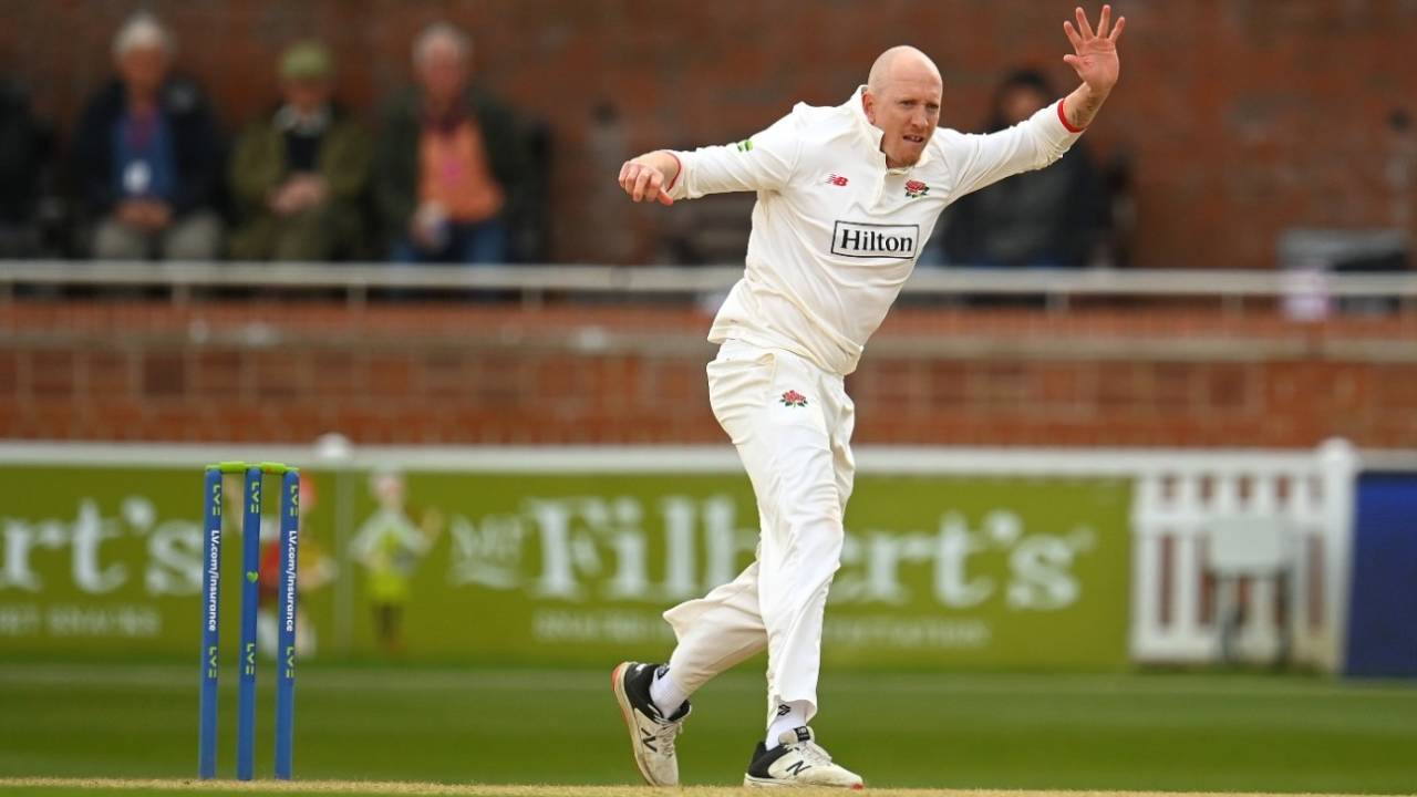 Luke Wells appeals for another wicket, Lancashire vs Somerset, County Championship, April 23, 2023