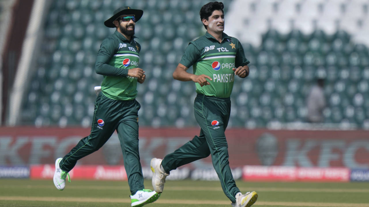 Shadab Khan and Naseem Shah synchronise their celebrations, Pakistan vs Bangladesh, Asia Cup, Super Fours, Lahore, September 6, 2023