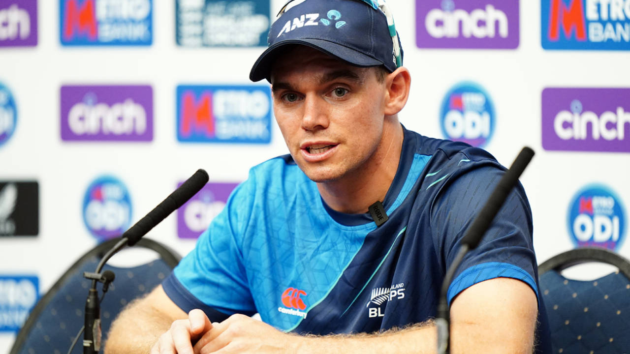 Tom Latham speaks to the media, Cardiff, September 7, 2023