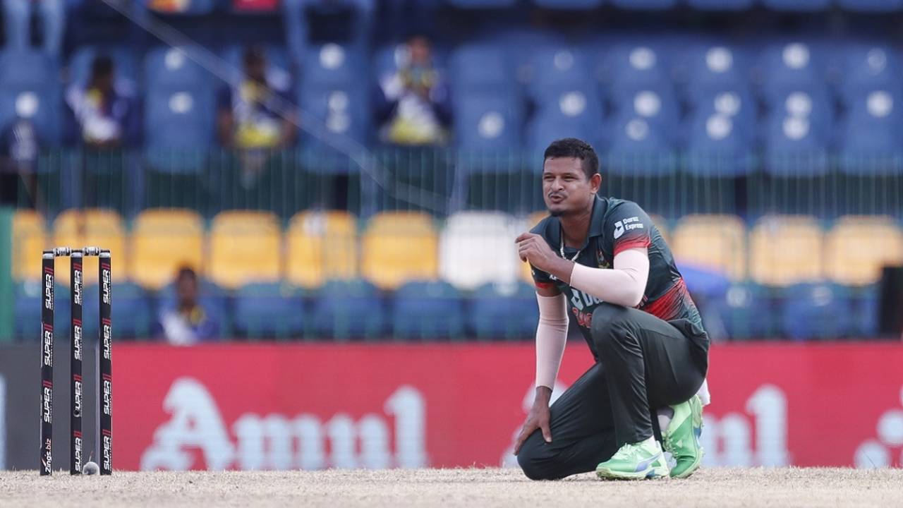 Nasum Ahmed reacts to a boundary, Sri Lanka vs Bangladesh, Asia Cup, Super Fours, Colombo, September 9, 2023