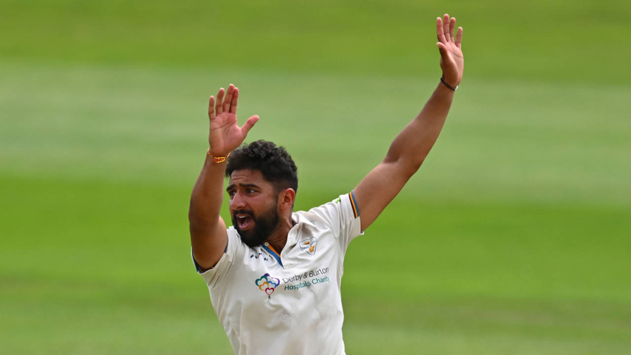 Anuj Dal appeals for a wicket, Worcestershire vs Derbyshire,  LV= Insurance County Championship Division 2, Worcester, June 28 2022